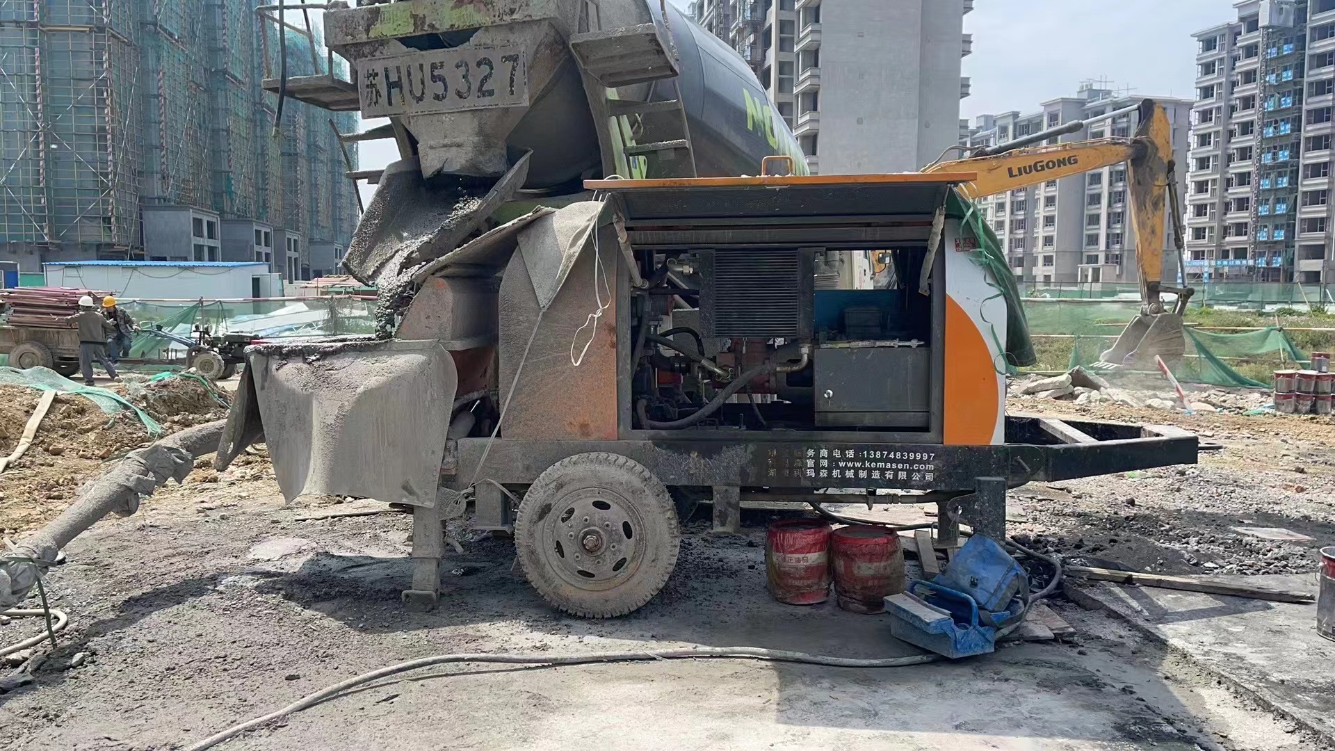 科玛森HBT40泵江苏地区应用现场：地坪浇筑施工好帮手